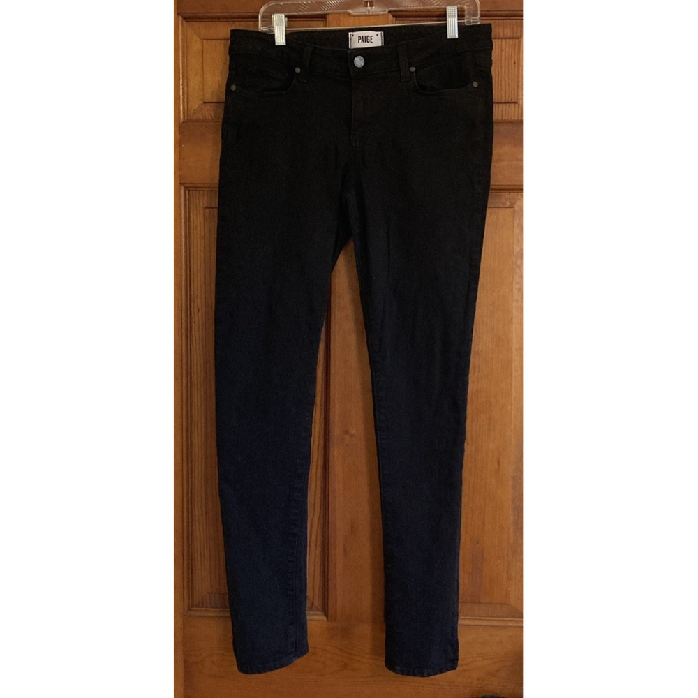 PAIGE Womens 31 Y2K Emo Black Slim Skinny Mid Rise Denim Jeans Indie Streetwear